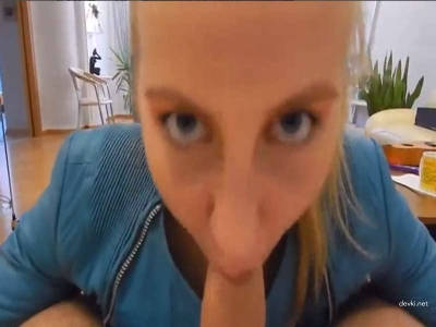 Amateur Girl's Explicit Home Blowjob - Deep Throat Action