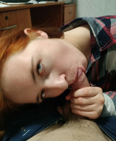 Fiery Redhead Polishes Shaft - Amateur Porn Pic