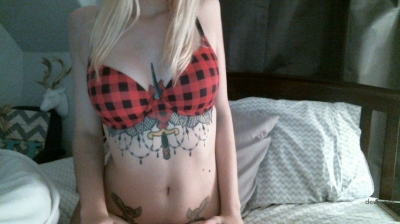 Explicit Amateur Photo: Young Blonde with Multiple Tattoos